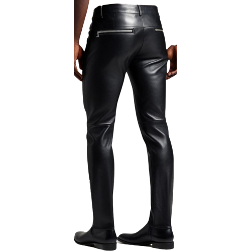 Pantalon cuir agneau avec fermetures éclairs aux genoux modèle Spryte