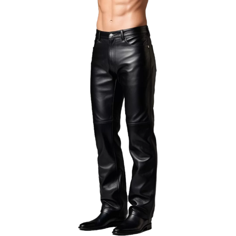 Pantalon jeans cuir homme cuir veau noir modèle Simeone