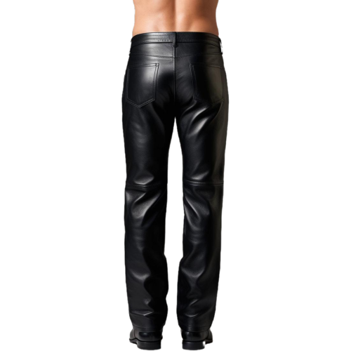 Pantalon jeans cuir homme cuir veau noir modèle Simeone