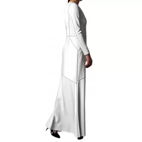 Robe de soirée en cuir d'agneau blanc modèle Blanchette