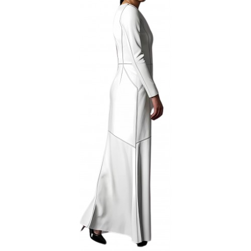 Robe de soirée en cuir d'agneau blanc modèle Blanchette