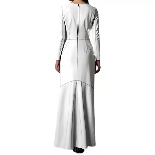 Robe de soirée en cuir d'agneau blanc modèle Blanchette