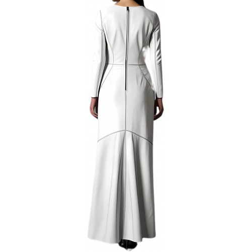 Robe de soirée en cuir d'agneau blanc modèle Blanchette