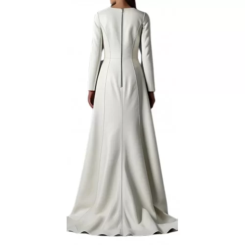 Robe de soirée ou de mariage en cuir d'agneau blanc modèle Xanadu