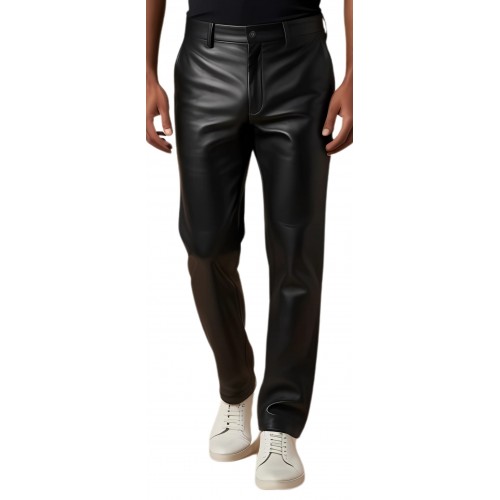 Pantalon homme cuir d'agneau noir poches italiennes modèle Roberto