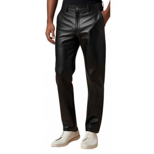 Pantalon homme cuir d'agneau noir poches italiennes modèle Roberto