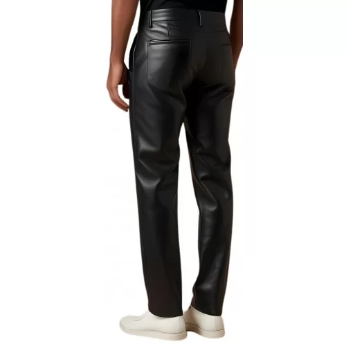 Pantalon homme cuir d'agneau noir poches italiennes modèle Roberto