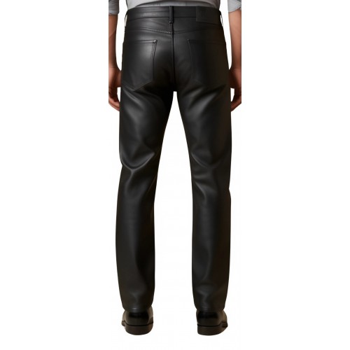Pantalon jeans cuir homme en agneau noir modèle Gislain