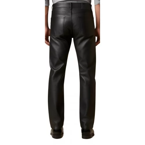 Pantalon jeans cuir homme en agneau noir modèle Gislain