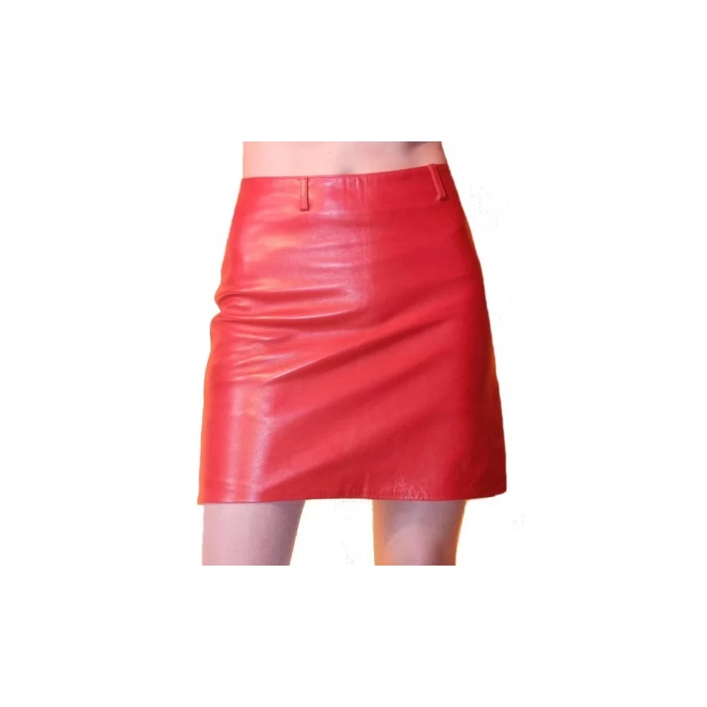 Jupe cuir agneau plongé rouge modèle Moda