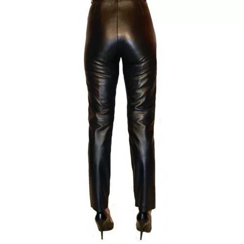 Pantalon cuir femme agneau noir modèle Florane