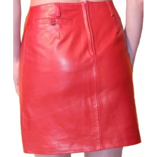 Jupe cuir agneau plongé rouge modèle Moda