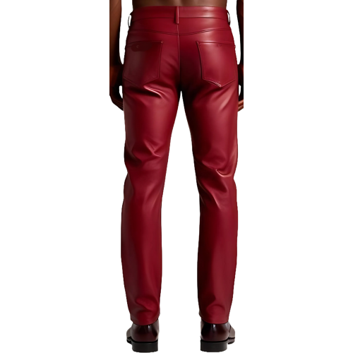 Pantalon cuir stretch jeans agneau rouge modèle Timily