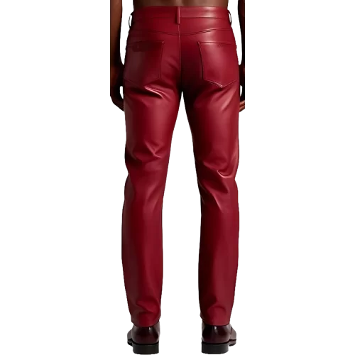 Pantalon cuir stretch jeans agneau rouge modèle Timily