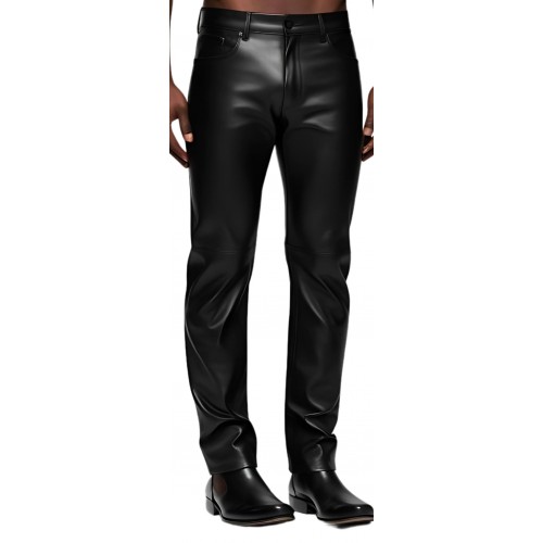Pantalon jeans  homme en agneau stretch noir modèle Lima