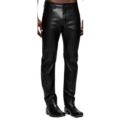 Pantalon jeans  homme en agneau stretch noir modèle Lima