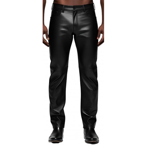 Pantalon jeans  homme en agneau stretch noir modèle Lima