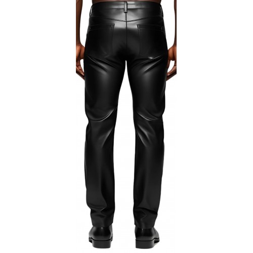 Pantalon jeans  homme en agneau stretch noir modèle Lima