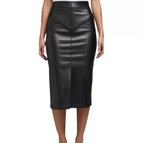Jupe cuir longue sireine agneau noir modèle Yvette