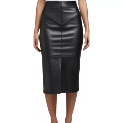Jupe cuir longue sireine agneau noir modèle Yvette