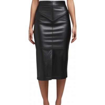 Jupe cuir longue sireine agneau noir modèle Yvette