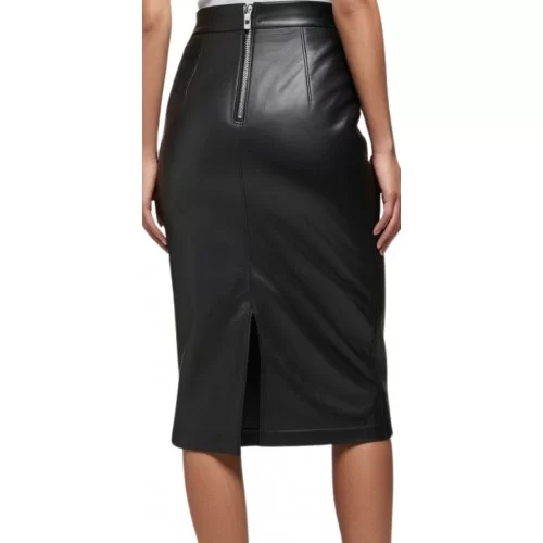 Jupe cuir longue sireine agneau noir modèle Yvette