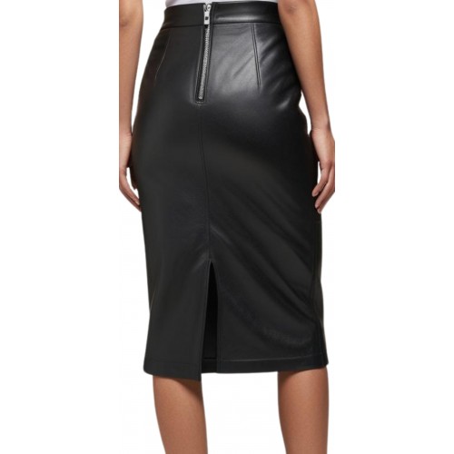 Jupe cuir longue sireine agneau noir modèle Yvette