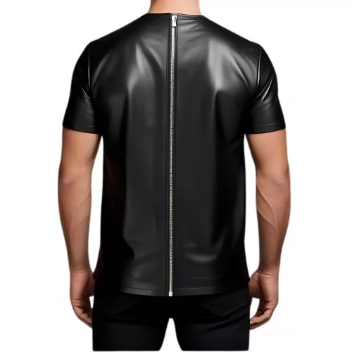 Tee shirt en cuir d'agneau agneau noir modèle Giry