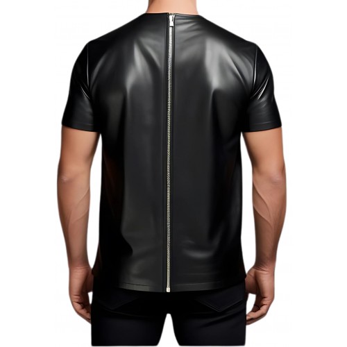 Tee shirt en cuir d'agneau agneau noir modèle Giry