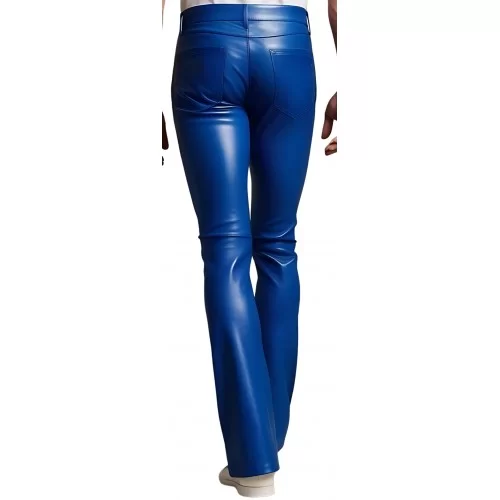 Pantalon jeans en cuir d'agneau bleu modèle Xolive