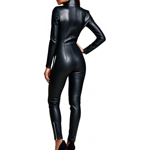 Combinaison en agneau cuir stretch couleur noir femme modèle Filana