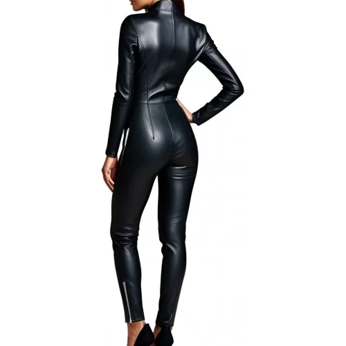 Combinaison en agneau cuir stretch couleur noir femme modèle Filana