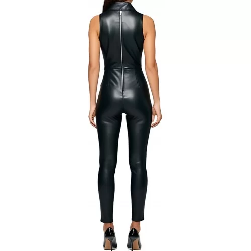 Combinaison en agneau cuir stretch couleur noir femme modèle Carliana
