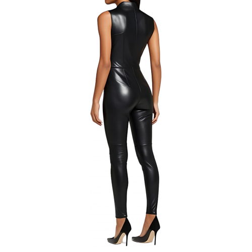 Combinaison en agneau cuir stretch couleur noir femme modèle Marizza