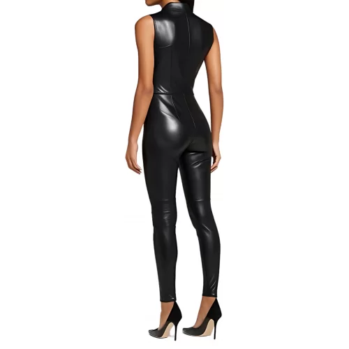 Combinaison en agneau cuir stretch couleur noir femme modèle Marizza