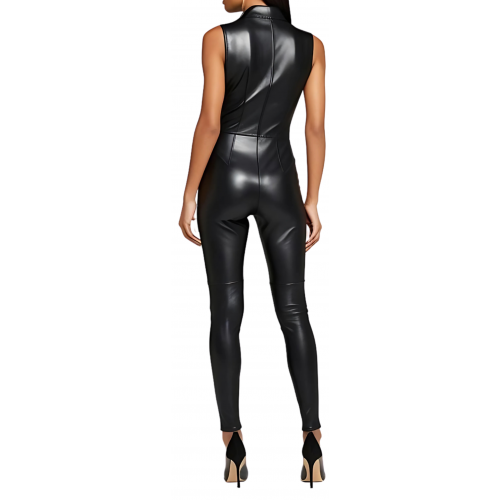 Combinaison en agneau cuir stretch couleur noir femme modèle Marizza