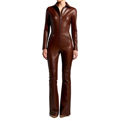 Combinaison en agneau cuir stretch couleur marron femme modèle Dianabella