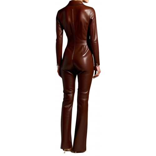 Combinaison en agneau cuir stretch couleur marron femme modèle Dianabella