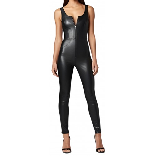 Combinaison en agneau cuir stretch couleur noir femme modèle Nicoletta