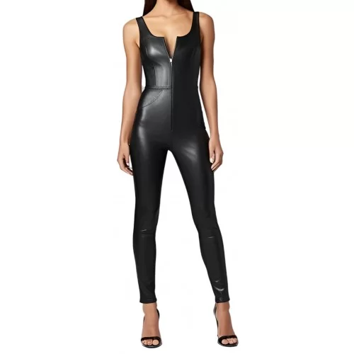 Combinaison en agneau cuir stretch couleur noir femme modèle Nicoletta
