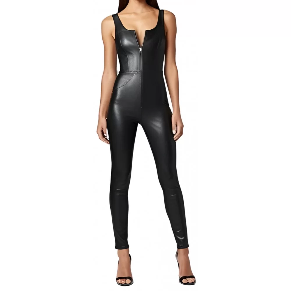 Combinaison en agneau cuir stretch couleur noir femme modèle Nicoletta