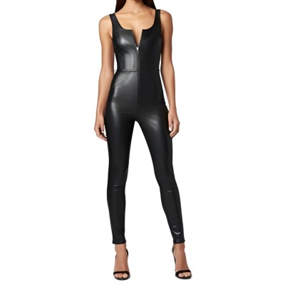 Combinaison en agneau cuir stretch couleur noir femme modèle Nicoletta