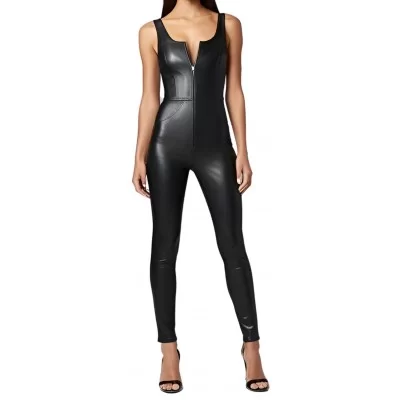 Combinaison en agneau cuir stretch couleur noir femme modèle Nicoletta