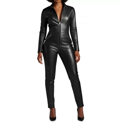 Combinaison femme en agneau de cuir stretch modèle Abile