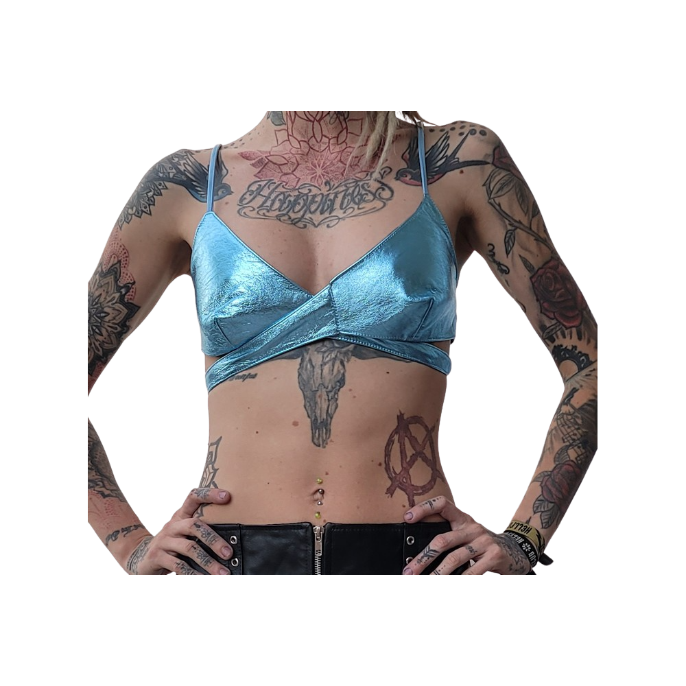 Soutien gorge modèle Itanéa en agneau métal bleu