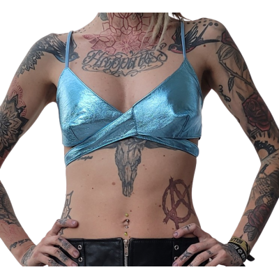 Soutien gorge modèle Itanéa en agneau métal bleu