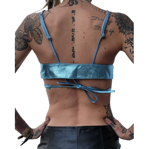 Soutien gorge modèle Itanéa en agneau métal bleu