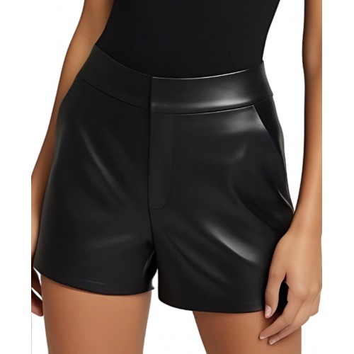 Short coupe fashion cuir en agneau noir modèle Bursula