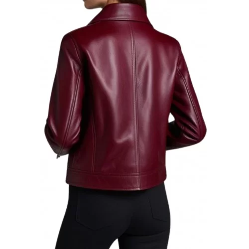 Blouson style perfecto cuir d'agneau bordeaux modèle Milady