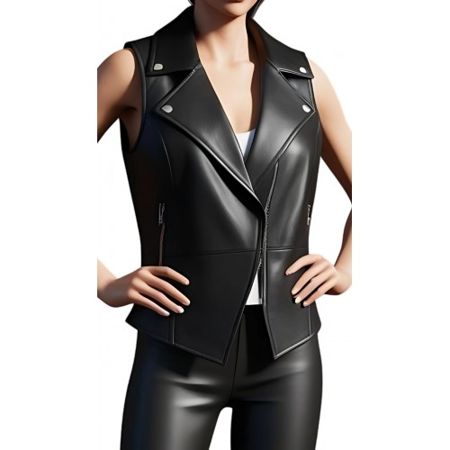 Gilet en cuir d'agneau style perfecto modèle Anaïs